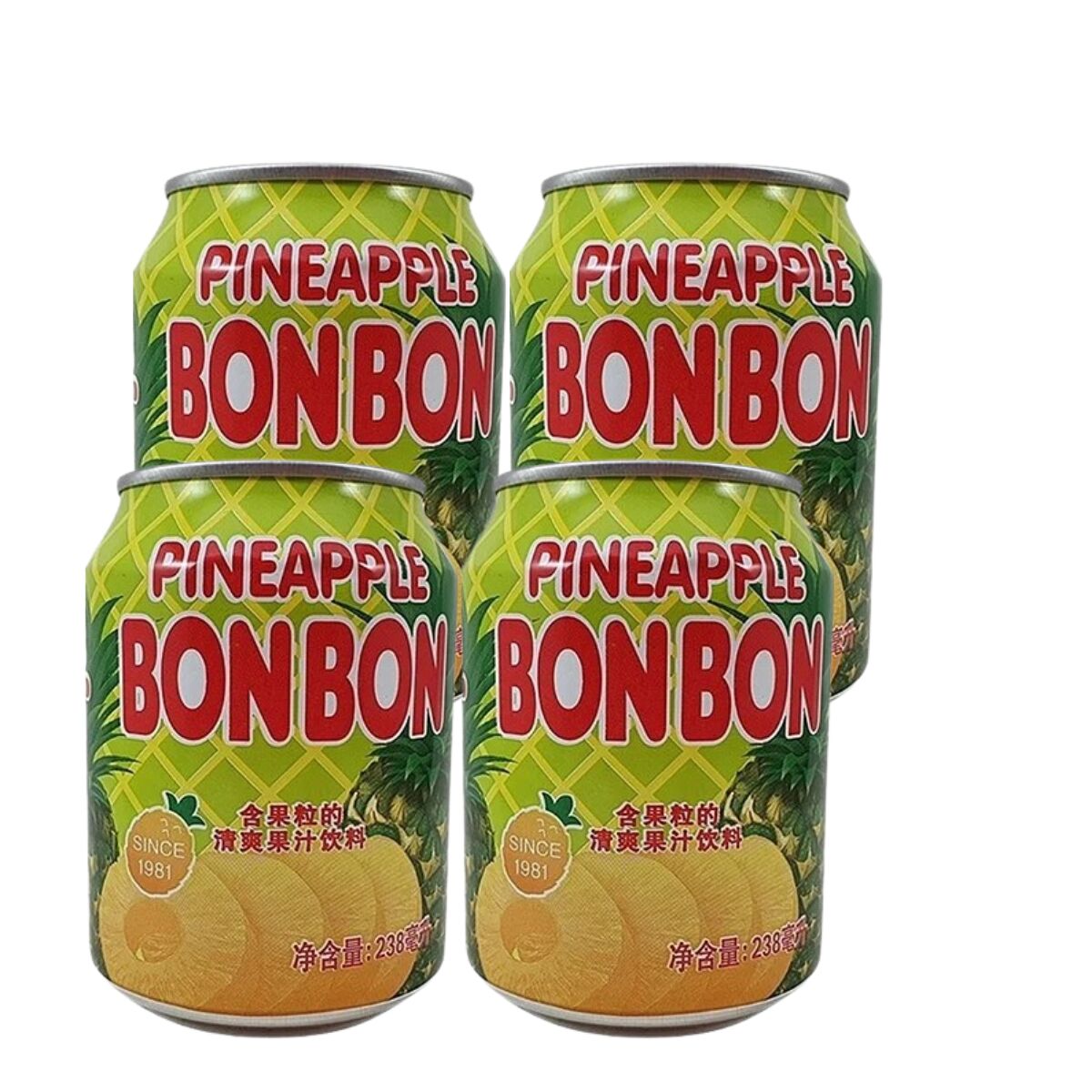 4 Sucos Abacaxi Coreano Bonbon Lata 238ml